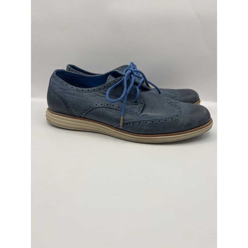 Cole Haan Original Grand Wingtip Oxford Navy Blue Leather Women Size 10.5